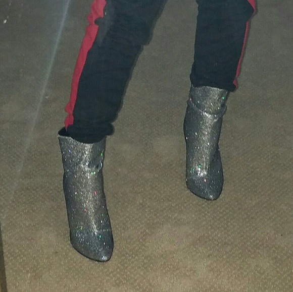 Silver Heeled Glitter Booties - Picture 7 of 8